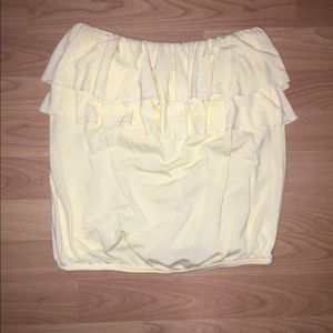 Yellow ruffle strapless top